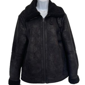 TOPMAN Black Heavy Zip Up High Neck Coat
